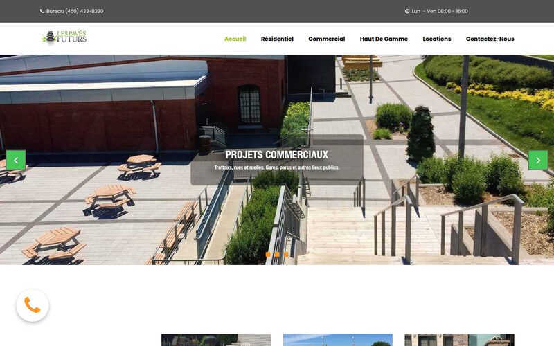 Site web Les Pavés Futurs, pavé uni résidentiel et commercial